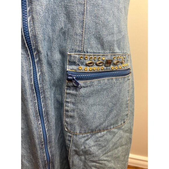 Bedazzled cute summer spring dress vintage Y2K fashion denim with Pockets small - Picture 9 of 9